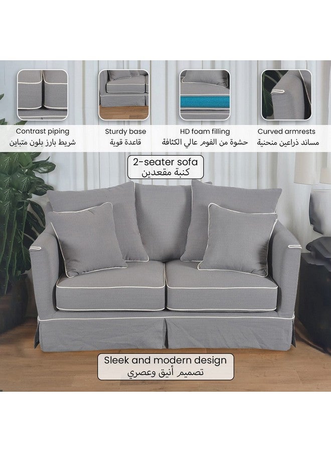 Micasa 2-Seater Elegant Design Plain Fabric Sofa Grey And White 69 X 90 X 145 Cm Rl2362-2S - Image 4
