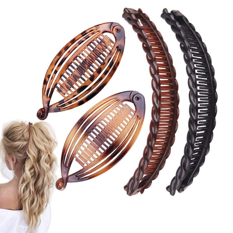 Aaiffey 4pcs Banana Hair Clips Vintage Clincher Combs Tool for Thick Curly Hair Accessories Fish Shape Ponytail Holer Claws Grips Clamp Clip Claws Set for Women - Image 1