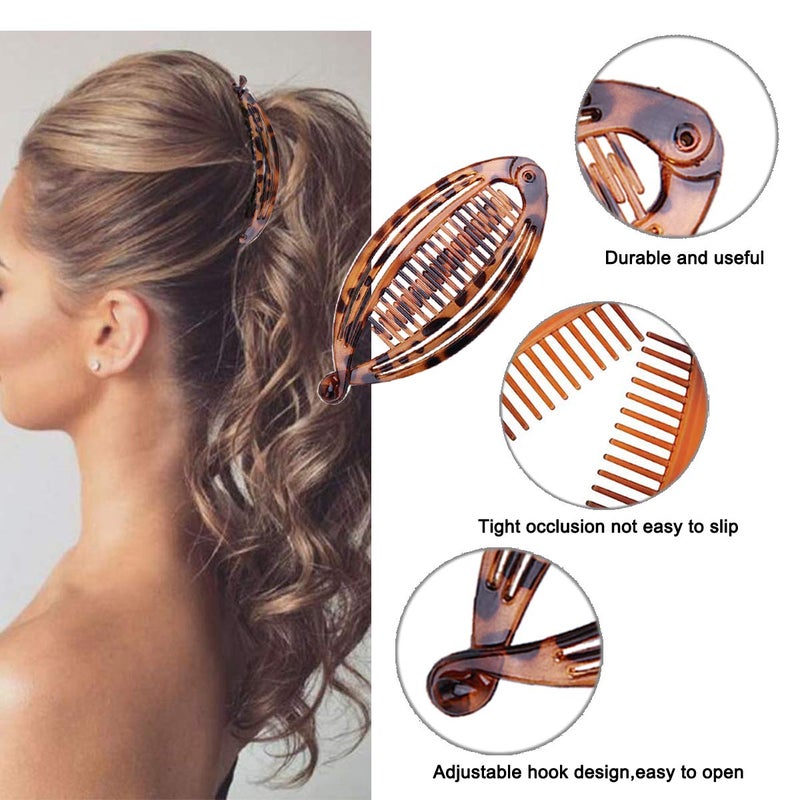 Aaiffey 4pcs Banana Hair Clips Vintage Clincher Combs Tool for Thick Curly Hair Accessories Fish Shape Ponytail Holer Claws Grips Clamp Clip Claws Set for Women - Image 3