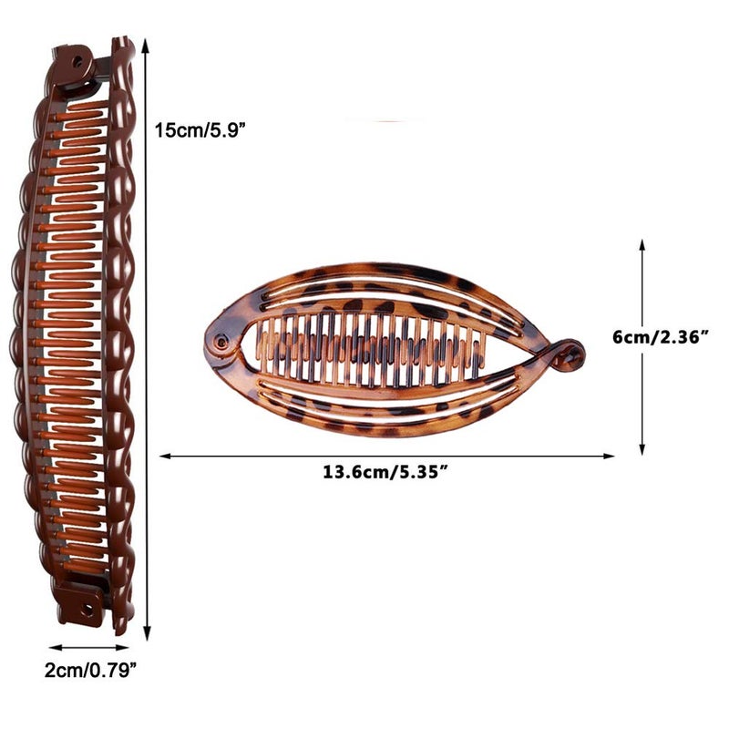 Aaiffey 4pcs Banana Hair Clips Vintage Clincher Combs Tool for Thick Curly Hair Accessories Fish Shape Ponytail Holer Claws Grips Clamp Clip Claws Set for Women - Image 2