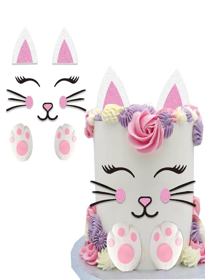 GmakCeder Cat Cake Topper Kitty Cat Face Foot Cake Decoration For Kitty Theme Birthday - Image 1