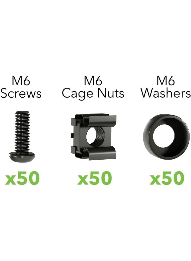 BEST ONE 50 PACK M6 x 16mm Rack Mount Cage Nuts, Screws and Washers for Rack Mount Server Cabinet, Rack Mount Server Shelves, Routers, Rack Mount Screws and Square Insert Nuts - Image 2