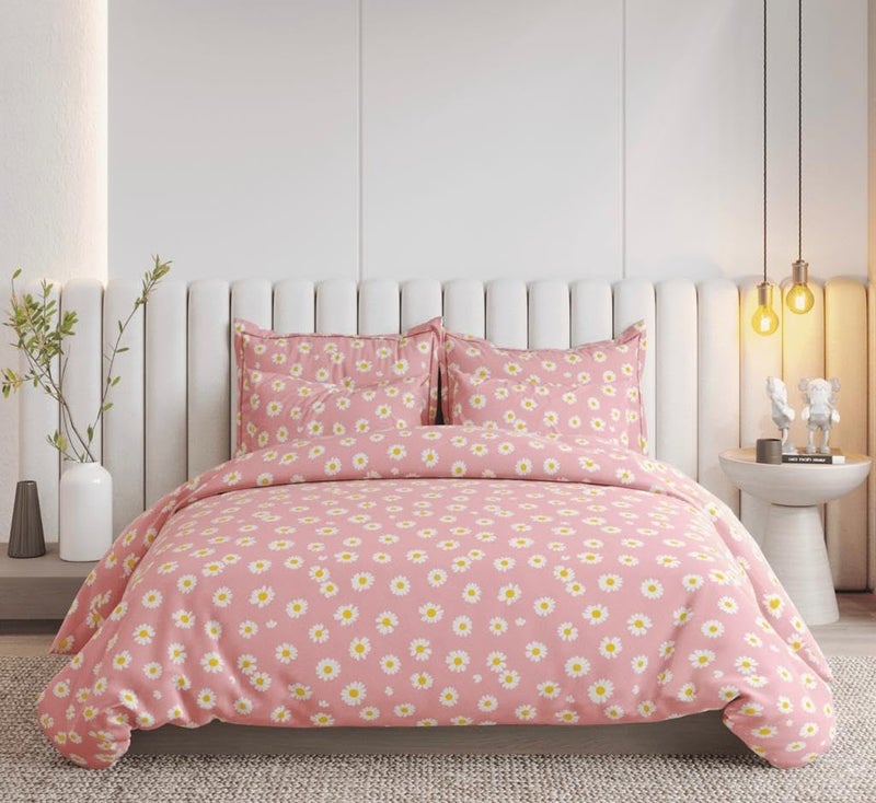 Subtlespreads Premium Duvet Cover/Comforter Cover/Quilt/Blanket/Razai Cover Dohar with Zipper Closure (Pink Sunflower, Double Duvet Cover 90x100) - Image 4