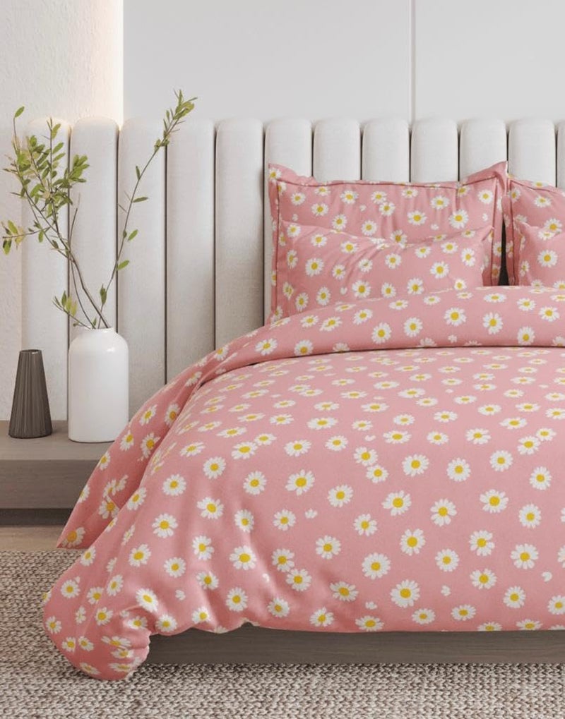 Subtlespreads Premium Duvet Cover/Comforter Cover/Quilt/Blanket/Razai Cover Dohar with Zipper Closure (Pink Sunflower, Double Duvet Cover 90x100) - Image 3