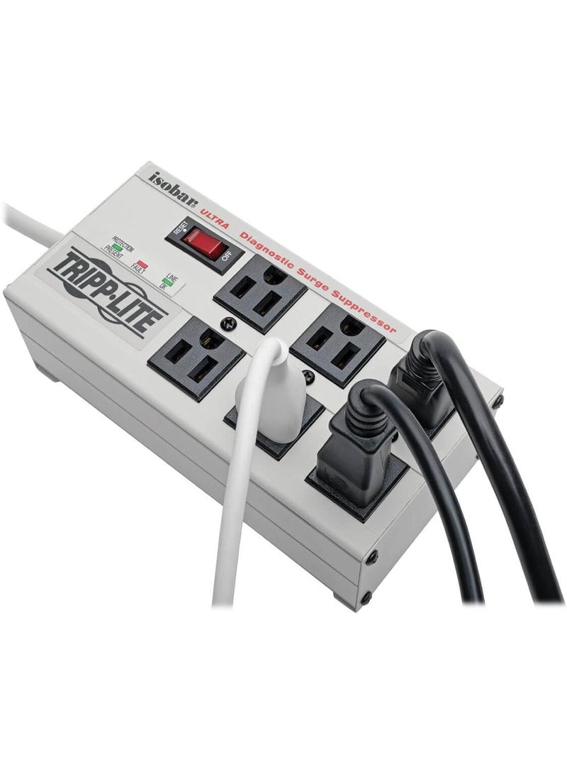 Tripp Lite ISOBAR6Ultra Isobar 6 Outlet Surge Protector Power Strip, 6ft Cord, Right-Angle Plug, Metal - Image 5