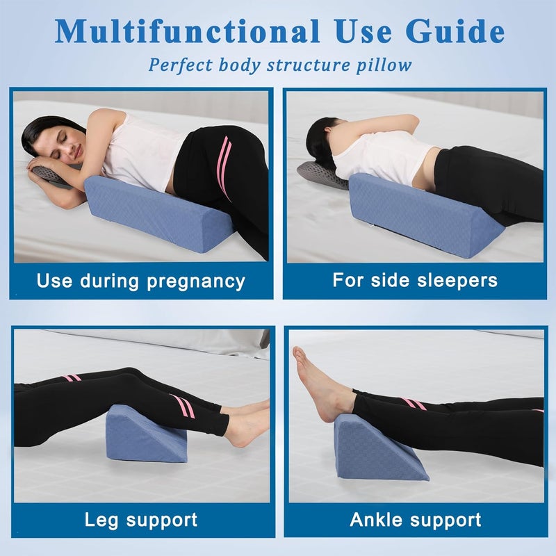 Jacobable Bed Wedge Pillow for Side Sleepers, Body Position Wedges, Side Wedge Pillow for Sleeping Back Positioning Elevation Pillow for Bed Sores Elder and Pregnant Woman (Light Blue) - Image 3