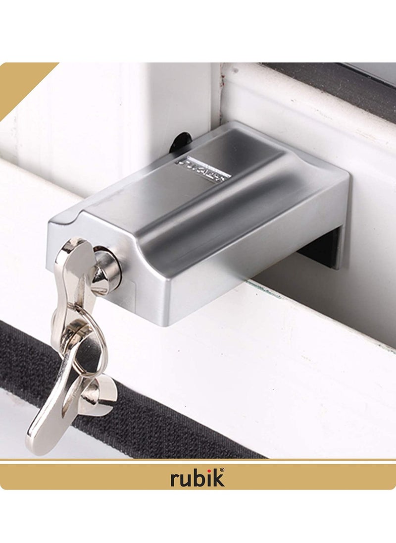 Sliding Window Door Lock with 2 Keys, Adjustable Zinc Alloy Anti Theft Sash Stopper Lock For Child Security (2 Pack)