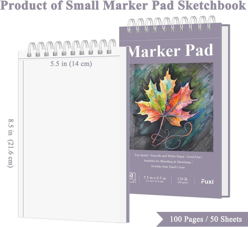 Fuxi Marker Paper Pad, 120lb/200gsm Art Paper of Markers, 2-Pack, 50 Sheets Per Pad (5.5" x 8.5"). - Image 2