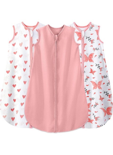 Yoofoss Baby Sleep Sack Wearable Blanket for Babies 100% Cotton 2-Way Zipper TOG 0.5 Toddler Sleeping Sack 3 Pack, Comfy Lightweight Sleep Sacks