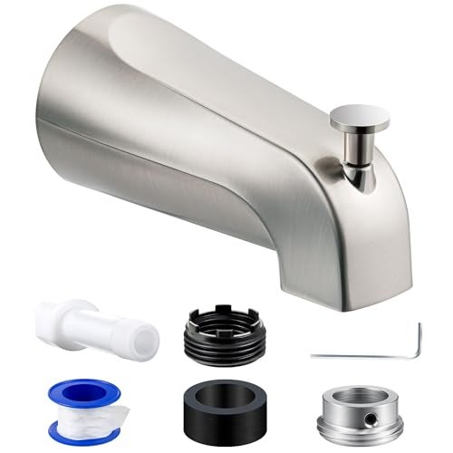 Dreyoo Tub Spout (Universal Fits 1/2" Copper Pipe, 1/2" IPS and 3/4" IPS), Bathroom Bathtub Faucet with Adapters and Hex Wrench(Brushed Nickel,Simple) - Image 1