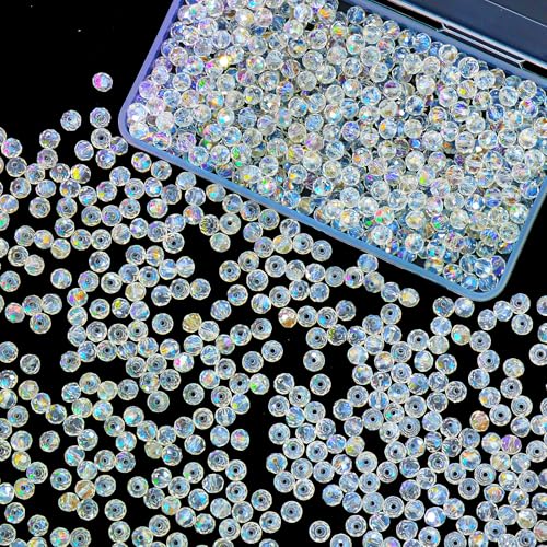 Laopottbeads 500 Pcs 6mm Round Crystal Glass Beads for DIY Jewelry, Ideal for Bracelets, Necklaces, Pendants, and Handmade Craft Projects(White AB Color) - Image 1