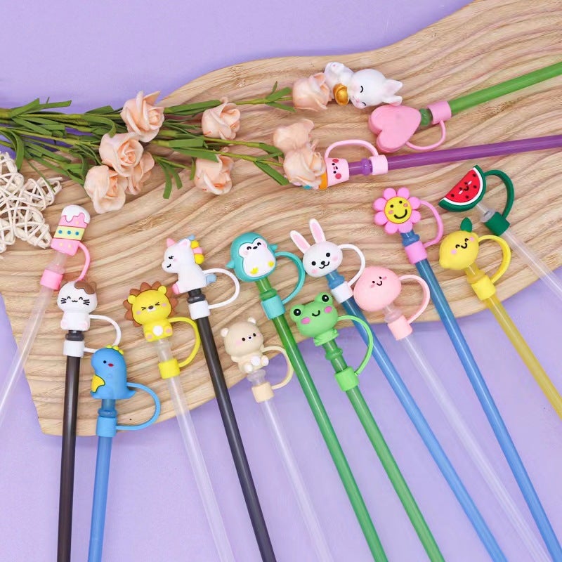 Soft Glue 7 8 10Mm Straw Cap Silicone Cute Cartoon Doll Straw Plug Pvc Stereo Dustproof Straw Cap - Image 2