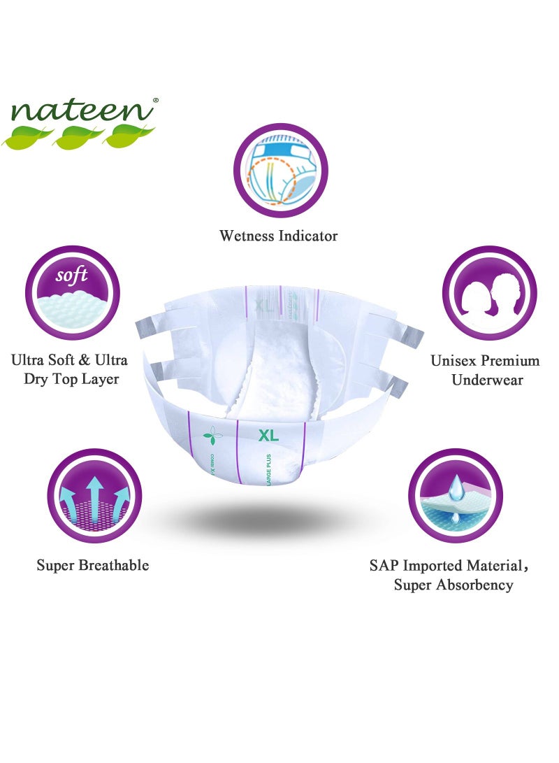 nateen Super Ultra Incontinence Adult Diaper,Large,Waist Size 115-150cm,80 Count Adult Diapers,Disposable Underwear for Men&Women,Briefs with Maximum Absorbency, Leak Protection-3240ml Absorbency. - Image 3