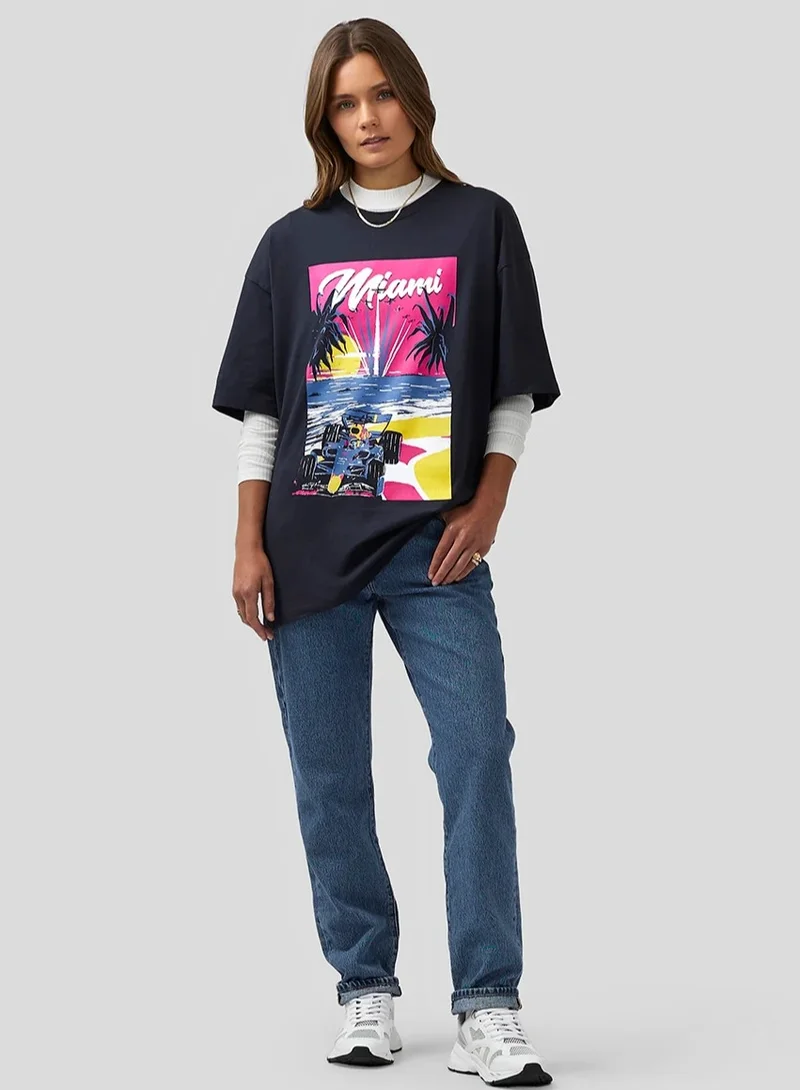 Red Bull  Red Bull Racing Unisex Miami Short Sleeve Oversized T-Shirt  | Best Price UAE