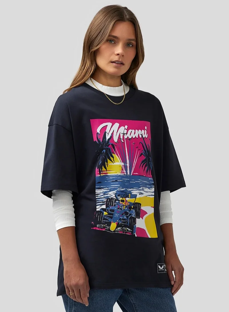 Red Bull  Red Bull Racing Unisex Miami Short Sleeve Oversized T-Shirt  | Best Price UAE