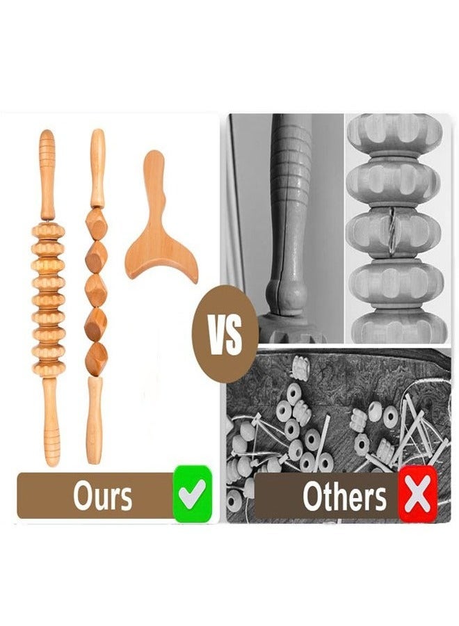 YelaJoy 3 Pieces Wood Therapy Kit Massage Tools Maderoterapia Kit Wood Massager Roller Wood Gua Sha Roller Manual Wooden Fascia Massage for Release Cellulite Muscle Blasting Pain Relief Body Sculpting Tools - Image 2