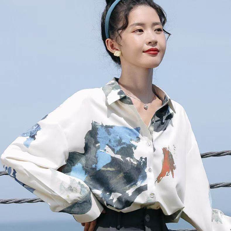 Sister gathering uniform wedding wedding bridesmaid group photo performance clothing 90s retro Hong Kong style floral shirt - Image 1