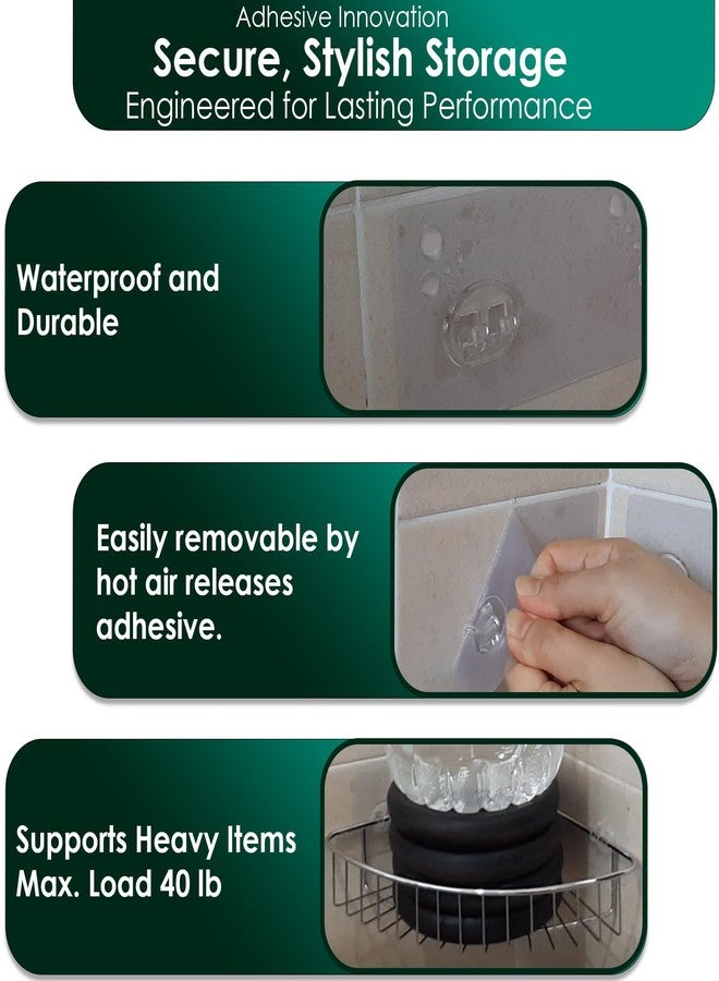 Jovware Upgraded Adhesive Hooks for Wall Mount, Self-Adhesive Corner Shelf Shower Caddy, Waterproof Bathroom & Kitchen, Wire Hook 12 Pack - Image 3