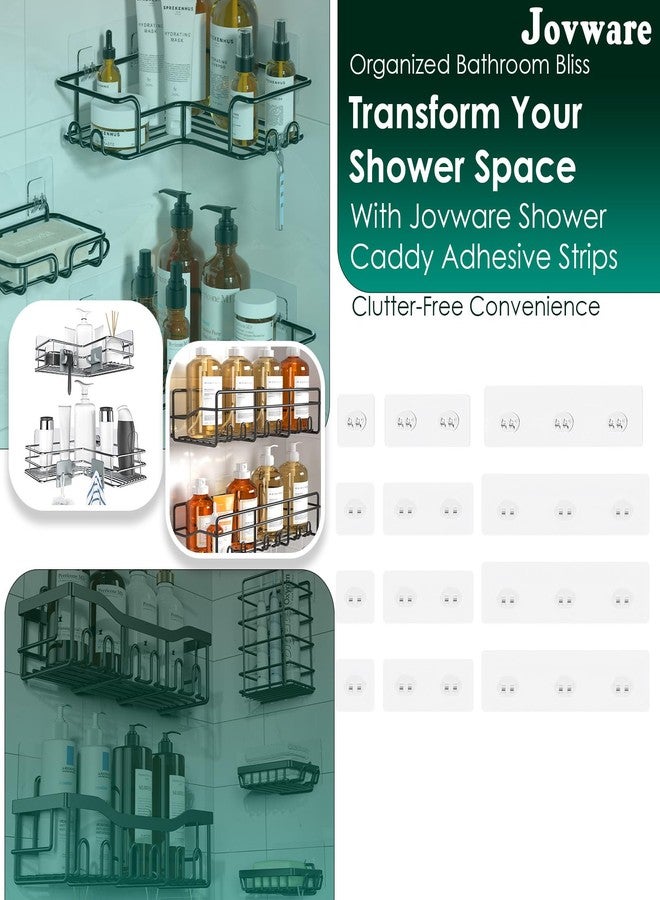 Jovware Upgraded Adhesive Hooks for Wall Mount, Self-Adhesive Corner Shelf Shower Caddy, Waterproof Bathroom & Kitchen, Wire Hook 12 Pack - Image 2