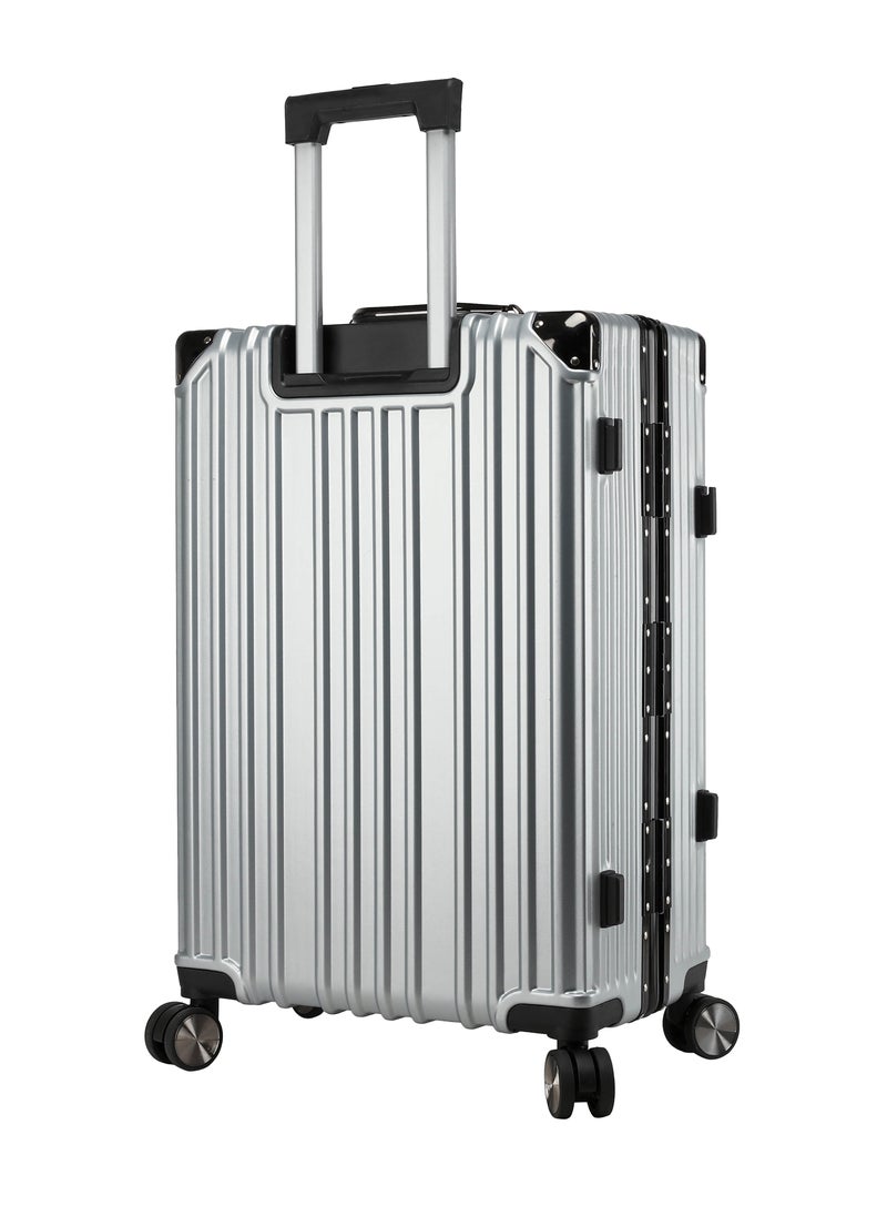 CABINPRO Lightweight Aluminum Frame Fashion Luggage Trolley Polycarbonate Hard Case Carry On Suitcase with 4 Quite 360 Degree Double Spinner Wheels CP001 Silver  - Image 3