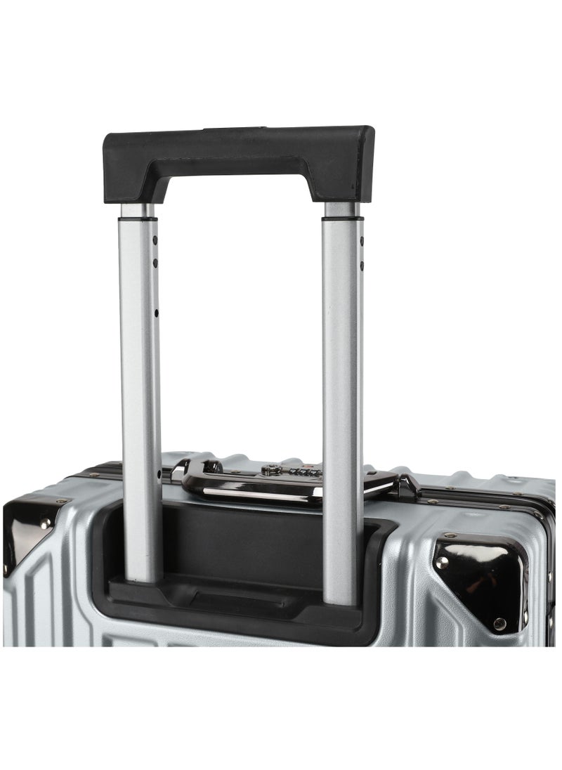 CABINPRO Lightweight Aluminum Frame Fashion Luggage Trolley Polycarbonate Hard Case Carry On Suitcase with 4 Quite 360 Degree Double Spinner Wheels CP001 Silver  - Image 5