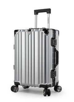 CABINPRO Lightweight Aluminum Frame Fashion Luggage Trolley Polycarbonate Hard Case Carry On Suitcase with 4 Quite 360 Degree Double Spinner Wheels CP001 Silver  - Image 1