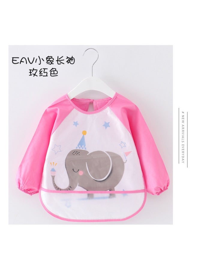 Cartoon Childlike Children's Smock Baby Long-sleeved Smock Baby Eating Bib Male And Female Kindergarten Food Supplement Reverse Dressing