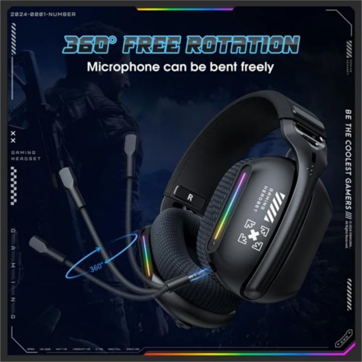 Orlenic Tri-Mode Wireless Gaming Headset with Active Noise Cancelling Mic, Ultra Low Latency 2.4GHz Bluetooth 5.3 Over Ear Headphones with RGB Lighting, 40mm Drivers, 18H Battery for Laptop PC Mobile - Image 5