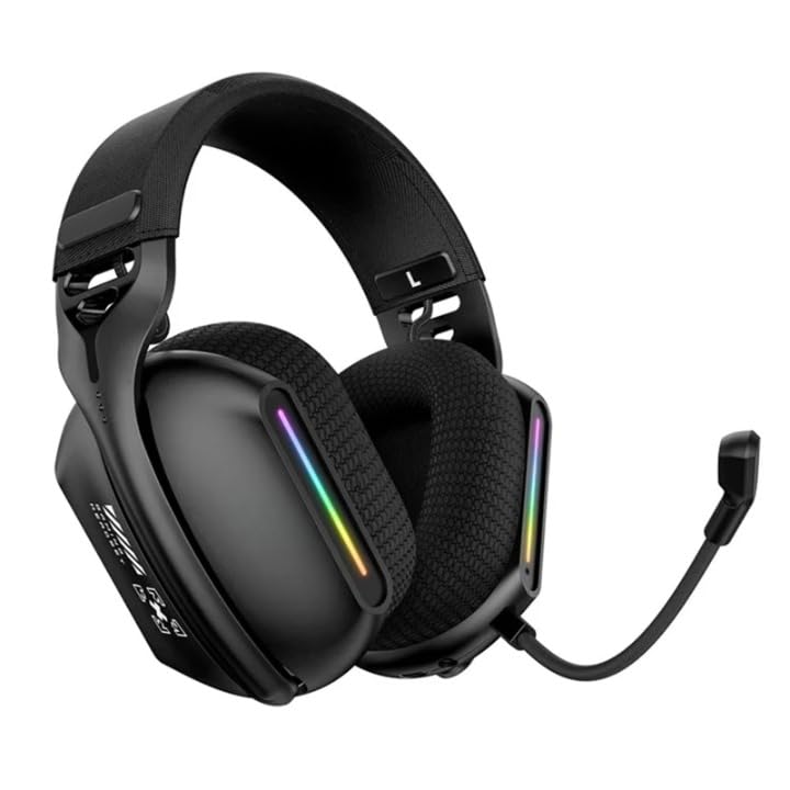 Orlenic Tri-Mode Wireless Gaming Headset with Active Noise Cancelling Mic, Ultra Low Latency 2.4GHz Bluetooth 5.3 Over Ear Headphones with RGB Lighting, 40mm Drivers, 18H Battery for Laptop PC Mobile - Image 1