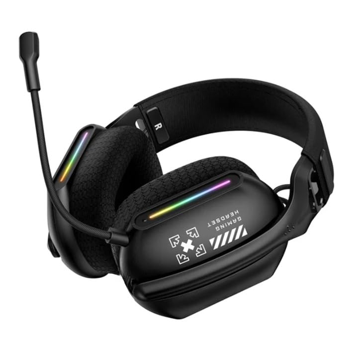 Orlenic Tri-Mode Wireless Gaming Headset with Active Noise Cancelling Mic, Ultra Low Latency 2.4GHz Bluetooth 5.3 Over Ear Headphones with RGB Lighting, 40mm Drivers, 18H Battery for Laptop PC Mobile - Image 3