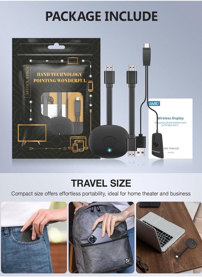 Wireless HDMI Display Adapter Dongle 4K Miracast Adapter Streaming YouTube Video/Audio Receiver for iPhone/iPad/iOS/Android/Mac/Laptop/PC to TV/Projector/Monitor  - Image 3