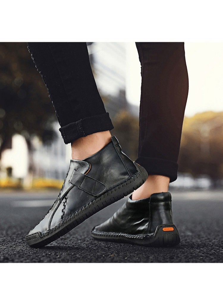 Loquat - Winter Men's Handmade Casual High Top Men's Shoes  (Plush) - Image 1