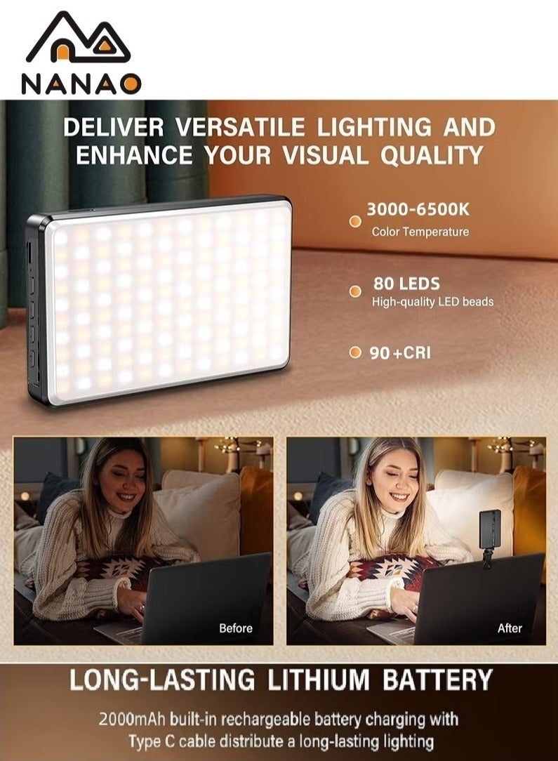 NANAO Photography Light Clip on Phone Laptop,Video Light,Portable LED Camera Fill Light Panel,Pocket LED Phone Light,Dimmable 3 Lighting Effects,Rechargeable LED Lighting for Video Conference,TikTok,Youtube - Image 5