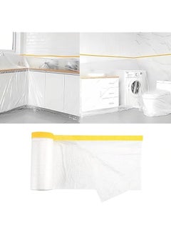 PROMASS 1.8M x 20M Tape and Drape,Plastic Sheeting Waterproof Dust-Proof Protective Masking Film for Car,Furniture,Carpet,Floor  - Image 1