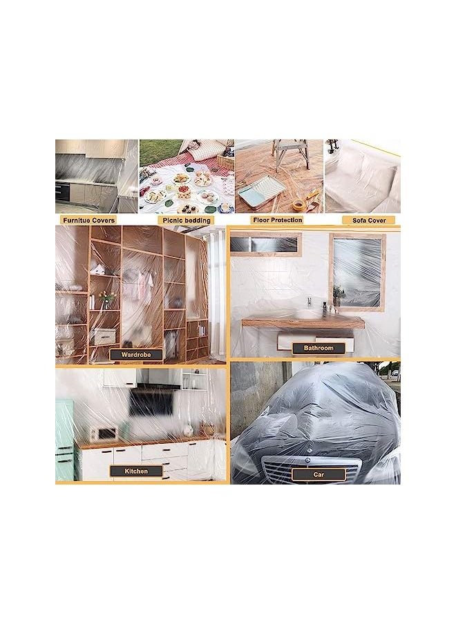 PROMASS 1.8M x 20M Tape and Drape,Plastic Sheeting Waterproof Dust-Proof Protective Masking Film for Car,Furniture,Carpet,Floor  - Image 5
