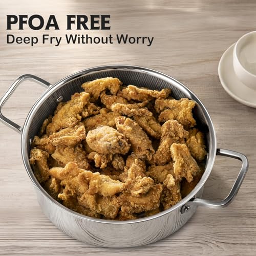 SNOWCLAD Saute Pan,Hybrid Non Stick 5 Quart Everyday pan,Chicken Fryer, PFOA Free Cookware,12 inch Deep Frying Pans with Lid,Dishwasher and Oven Safe,Works on Induction,Ceramic and Gas Cooktops - Image 3