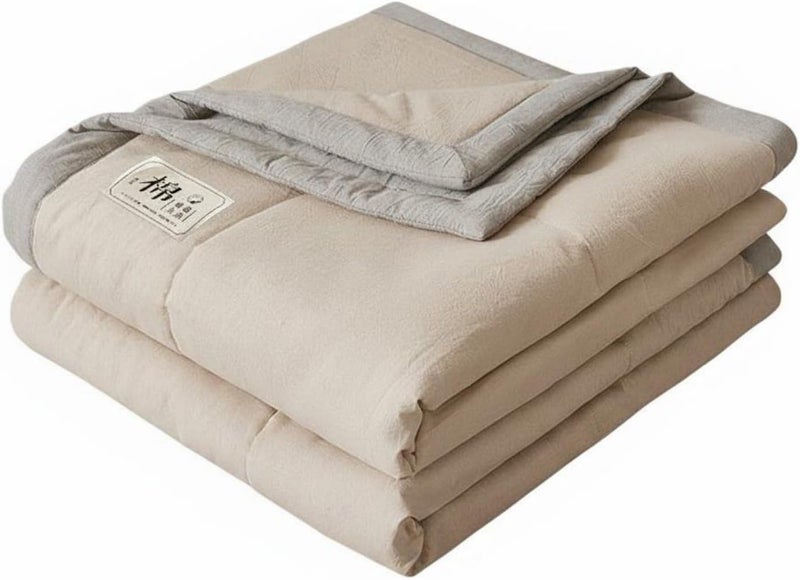 Quilt Breathable Summer Blanket Absorbing Bed Cover for Parents, Air Conditioning Room, 220x240cm, Two-Tone Coffee - Image 1