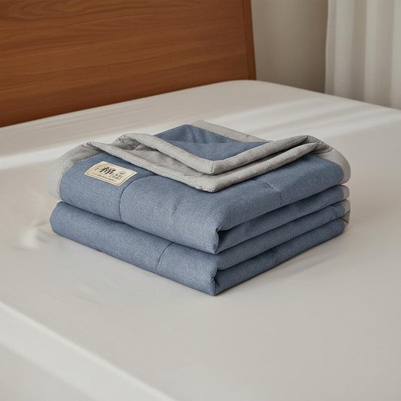 Quilt Breathable Summer Blanket Absorbing Bed Cover for Parents, Air Conditioning Room, 220x240cm, Two-Tone Coffee - Image 2