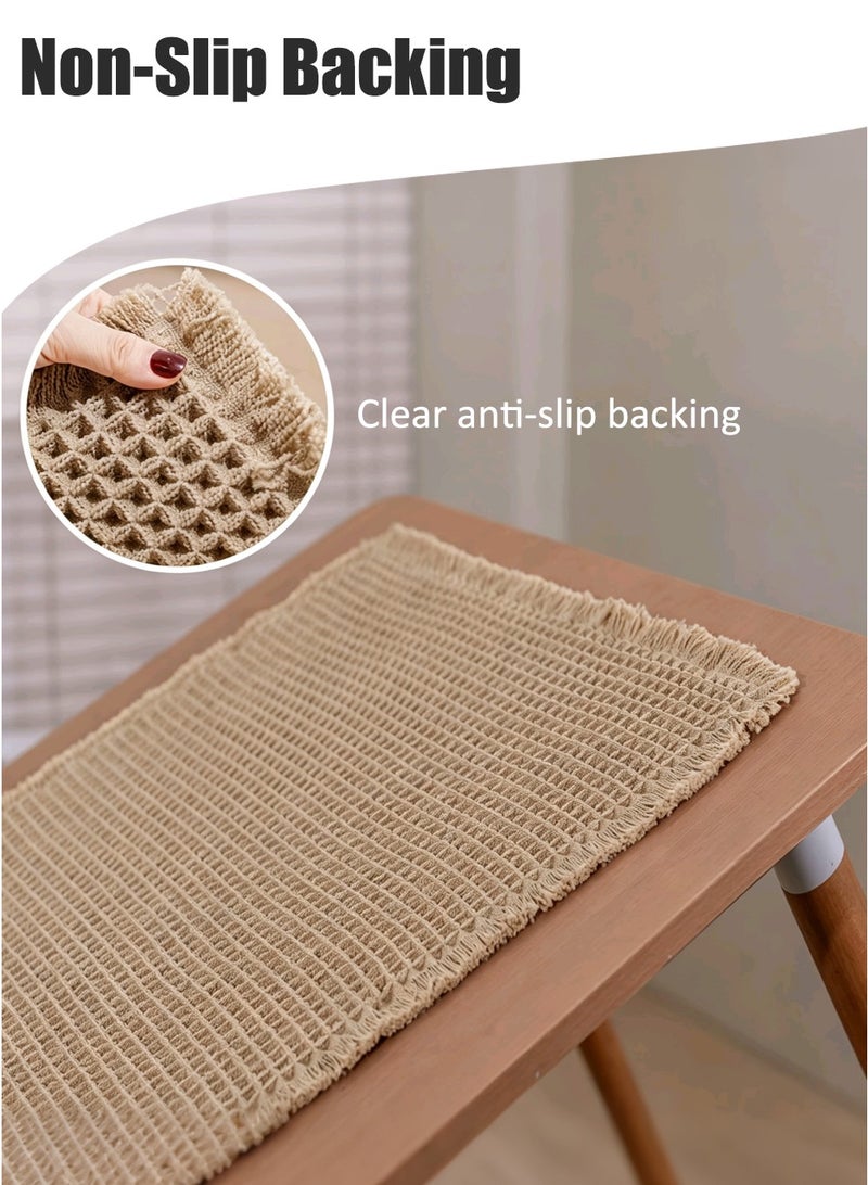 Bath Mat 77x46cm, Extra Soft Super Absorbent Quick Dry Waffle Bathroom Rug, Non Slip Machine Washable Floor Mat, Boho Style Farmhouse Bathroom Decor, Khaki - Image 2