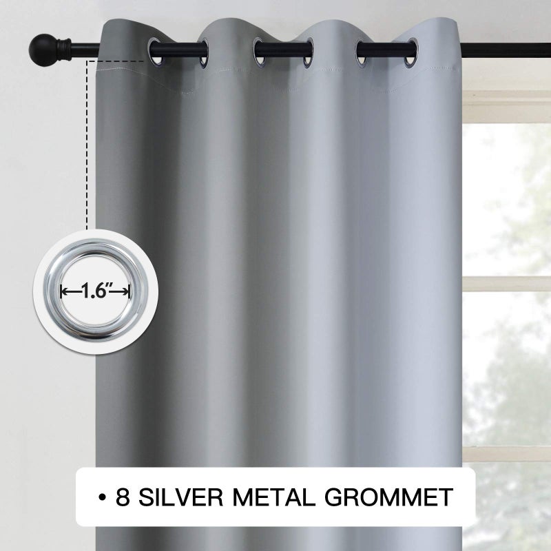 COSVIYA Grommet Ombre Room Darkening Curtains 72 inch Length 2 Panels  Grey and Grayish White Gradient Drapes Light Blocking Insulated Thermal Window Curtains for Bedroom/Living Room 52x72 inches - Image 3
