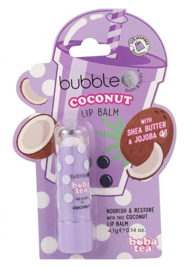 Bubble T Creamy Coconut Lip Balm - Locks in Moisture & Prevents Chapped Lips with a Classic, Tropical Aroma - Image 1