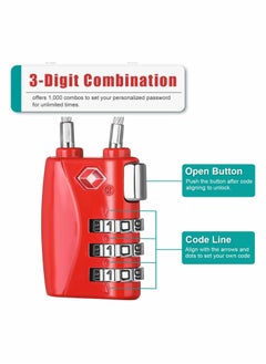 SYOSI Luggage Padlocks TSA Approved Customs Lock Mini Luggage Padlock Flexible Cable Travel Coded Suitcase Locks Small Gym Locker Padlock with 3 Digit Combination 2 Pack  - Image 4