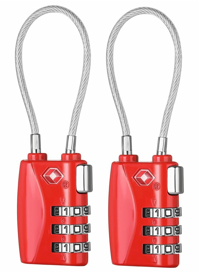 SYOSI Luggage Padlocks TSA Approved Customs Lock Mini Luggage Padlock Flexible Cable Travel Coded Suitcase Locks Small Gym Locker Padlock with 3 Digit Combination 2 Pack  - Image 1