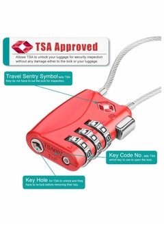 SYOSI Luggage Padlocks TSA Approved Customs Lock Mini Luggage Padlock Flexible Cable Travel Coded Suitcase Locks Small Gym Locker Padlock with 3 Digit Combination 2 Pack  - Image 3