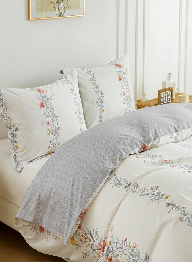 OAITE Duvet Cover Set King Size Floral Pattern Ultra Soft 100% Cotton Duvet Cover Sets 3-PC, Breathable Duvet Cover with Zipper Closure & Corner Ties(2 Pillow Shams,1 Duvet Cover) - Image 2