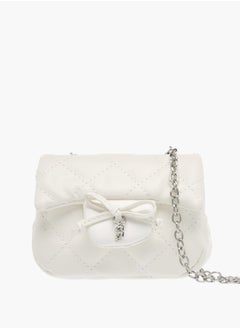 Flora Bella By Shoexpress Girls Quilted Crossbody Bag With Button Closure And Chain Strap  - Image 1