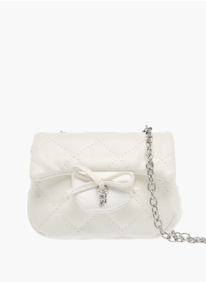 Flora Bella By Shoexpress Girls Quilted Crossbody Bag With Button Closure And Chain Strap  - Image 1