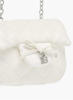 Flora Bella By Shoexpress Girls Quilted Crossbody Bag With Button Closure And Chain Strap  - Image 4