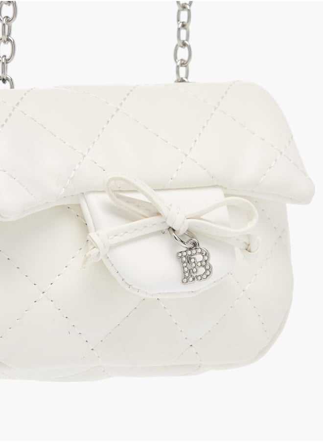 Flora Bella By Shoexpress Girls Quilted Crossbody Bag With Button Closure And Chain Strap  - Image 4