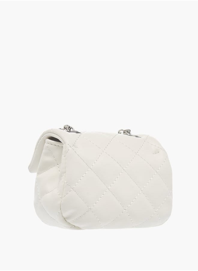 Flora Bella By Shoexpress Girls Quilted Crossbody Bag With Button Closure And Chain Strap  - Image 3